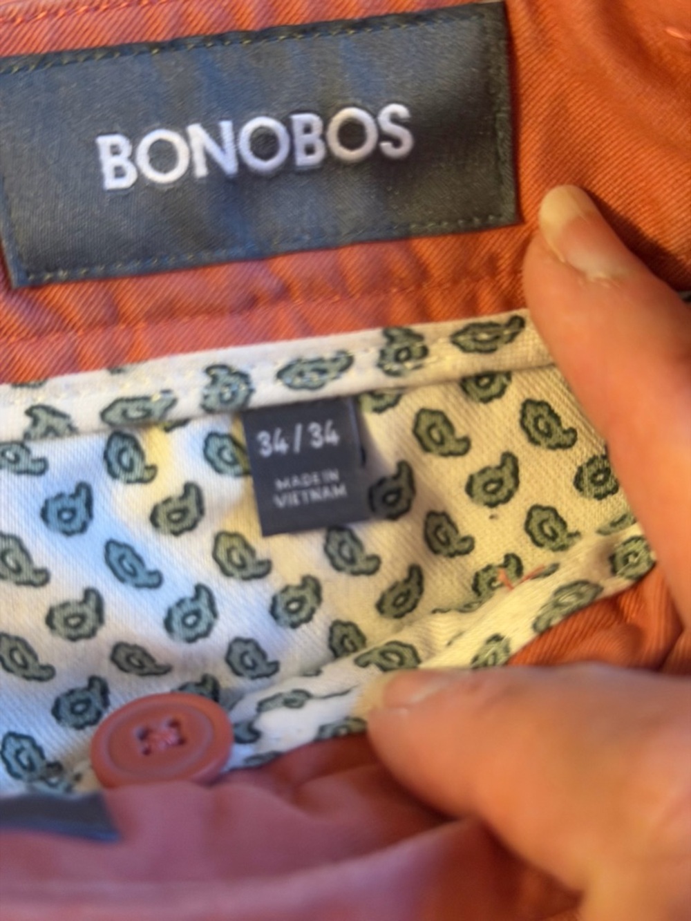 Bonobos men’s straight chino pants salmon color  size 34 x 34 golf casual - Picture 6 of 12